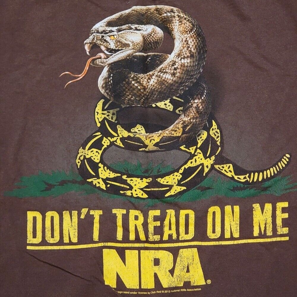 NRA Don''t Tread On Me Jerzees Mens Brown Cotton Graphic Crew Large - Picture 2 of 7